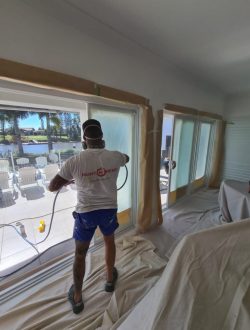 Aluminium window spraying